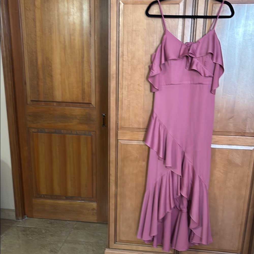 Chic Asymmetrical Pink Dress with Flowing Design
